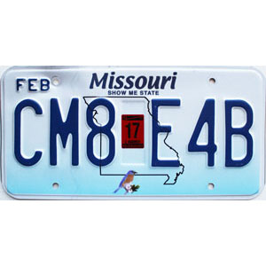 2017 Missouri License Plate #CM8E4B