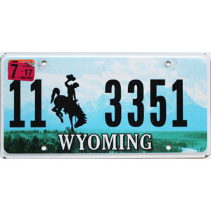 2017 Wyoming License Plate #113351