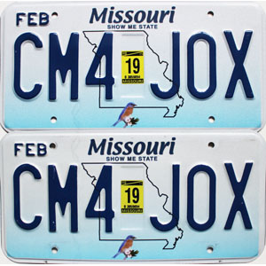 2019 Missouri License Plates Pair #CM4J0X
