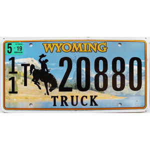 2019 Wyoming Truck License Plate #1120880
