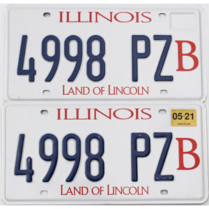 2021 Illinois Truck License Plates Pair #4998PZB