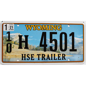 2021 Wyoming House Trailer License Plate #104501