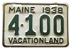 1938 Maine License Plate #4100