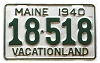 1940 Maine License Plate #18518