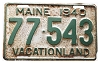 1940 Maine License Plate #77543