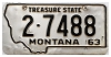 1963 Montana License Plate #27488