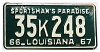 1966 Louisiana License Plate #35K248
