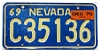 1970 Nevada License Plate #C35136
