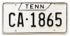 1971 Tennessee License Plate #CA1865