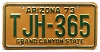 1973 Arizona License Plate #TJH365