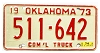 1974 Oklahoma Commercial Truck License Plate #511642