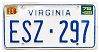 1975 Virginia License Plate #ESZ297