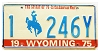 1975 Wyoming License Plate #1246Y