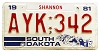 1981 South Dakota License Plate #AYK342