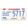 1991 Alabama Veteran Retired License Plate #5717