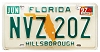 1997 Florida License Plate #NVZ20Z