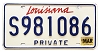 2001 Louisiana Truck License Plate #S981086