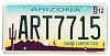 2012 Arizona License Plate #ART7715