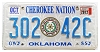 2012 Oklahoma Cherokee Nation License Plate #30242C