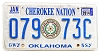 2014 Oklahoma Cherokee Nation License Plate #07973C