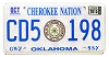 2015 Oklahoma Cherokee Nation License Plate #CD5198