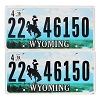 2016 Wyoming License Plates Pair #2246150