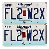 2017 Missouri License Plates Pair #FL2W2X