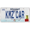 2019 Missouri Vanity License Plate #KMZCAR