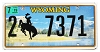 2019 Wyoming License Plate #27371