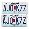 2020 Missouri License Plates Pair #AJ0K7Z