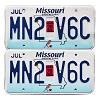 2020 Missouri License Plates Pair #MN2V6C