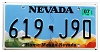 2020 Nevada License Plate #619J90