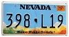 2021 Nevada License Plate #398L19