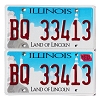 2022 Illinois License Plates Pair #BQ33413