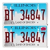 2022 Illinois License Plates Pair #BT34847