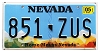 2022 Nevada License Plate #851ZUS