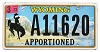 2022 Wyoming Apportioned License Plate #A11620
