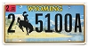 2022 Wyoming License Plate #25100A
