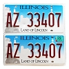 2023 Illinois License Plates Pair #AZ33407