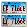 2024 Illinois License Plates Pair #EA71668