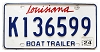 2024 Louisiana Boat Trailer License Plate #K136599