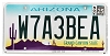 2025 Arizona License Plate #W7A3BEA