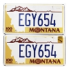 2025 Montana Centennial License Plates Pair #EGY654