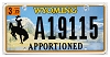 2025 Wyoming Apportioned License Plate #A19115