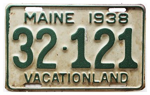 1938 Maine License Plate #32121