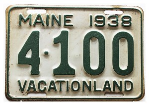1938 Maine License Plate #4100
