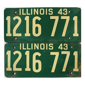 1943 Illinois License Plates Pair #1216711