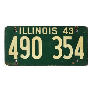 1943 Illinois License Plate #490354
