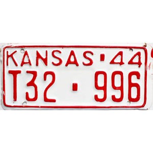 1944 Kansas Truck License Plate #996