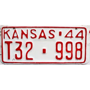 1944 Kansas Truck License Plate #998